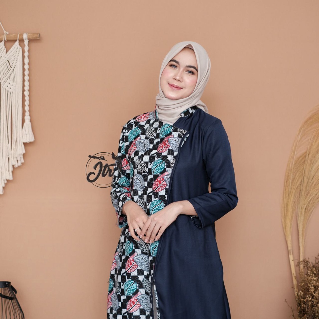 Dianara Tunik Batik Baju Batik Wanita Modern Atasan Batik Kerja Wanita Lengan Panjang Blouse Batik Kantor Seragam Batik M L XL XXL