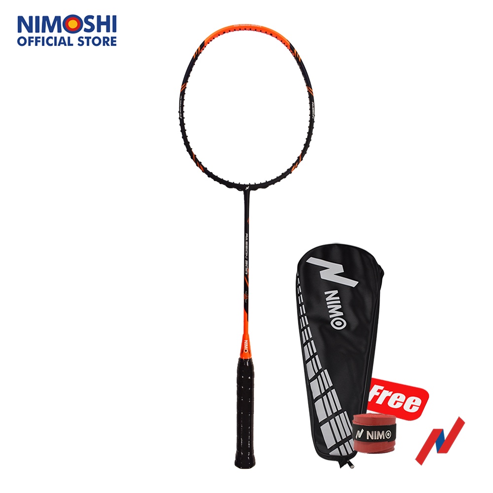 NIMO Raket Badminton PASSION 200 Black Red + FREE Tas &amp; Grip Wave Pattern