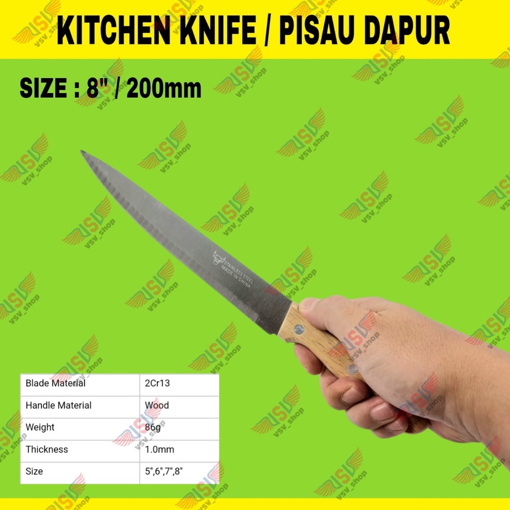 Pisau Dapur Gagang Kayu Premium Kitchen Knife 5&quot;,6&quot;,7&quot;,8&quot; Chef Knife