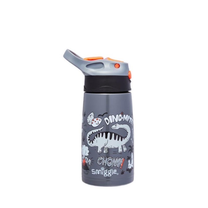 Smiggle Bottle Drink Stainless Steel Dino Grey Botol Minum Original