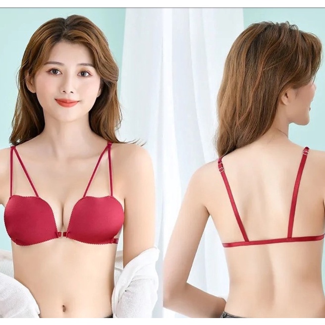 JT - TK005 Bra Tali Wanita Cup Apple Apel Tanpa Kawat Model Kait Depan Sexy Elastis Pakaian Dalam Wanita Murah Import