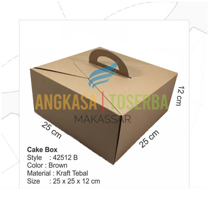 

------] Dus Kue Cakebox 25x25x12cm Brown Gable Food Packaging Gift Box