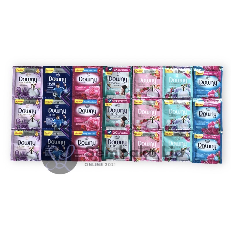 Downy Pewangi Pakaian  Renteng 500an Downy Sachet 10ml Renceng Isi 12pc Sachet