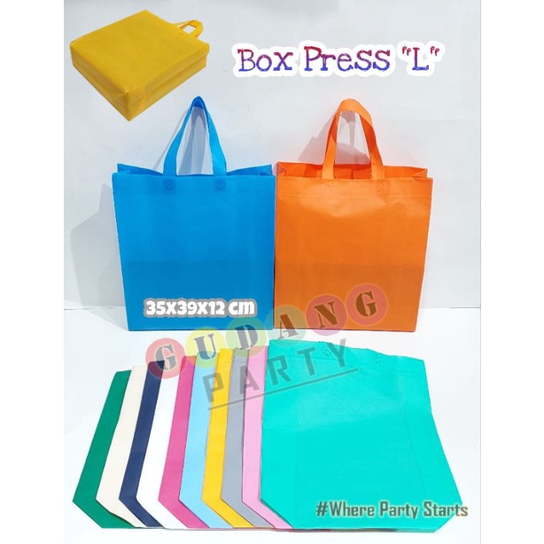 

Spunbond Box Press L/Spunbond handle/Kantong bingkisan/Goody Bag/Tas Belanja