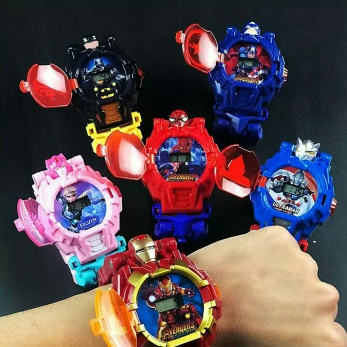 Jam Tangan New Jam Tangan Anak Robot Super Hero + Nyala Lampu Led