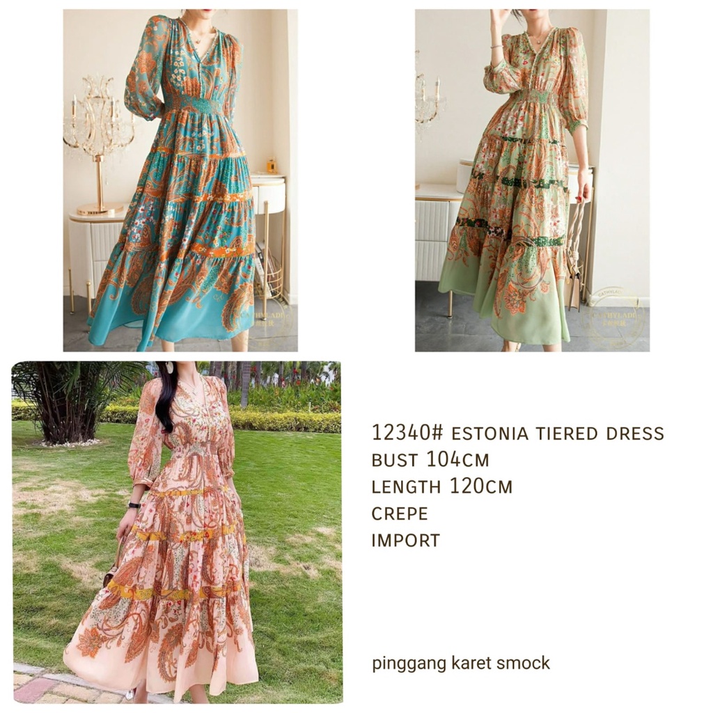 NGJ 3M 12340 ESTONIA TIERED DRESS THREE M FASHION IMPORT TERBARU MURAH
