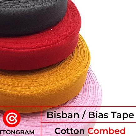 Bisban Kain Bahan Kaos Katun Bias Tape Meteran Aksesoris Kaos - 4 cm