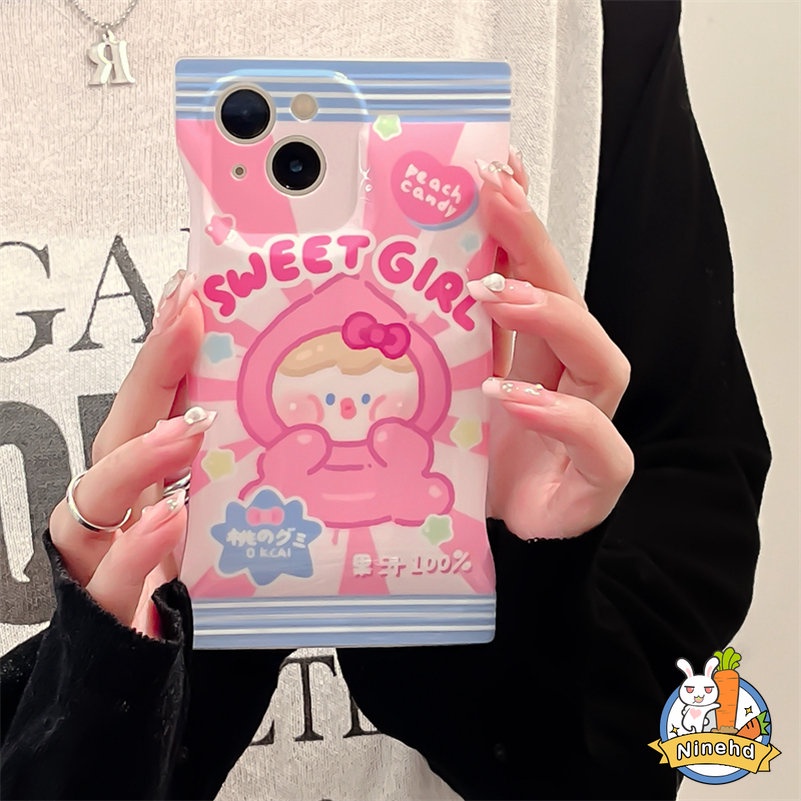 Soft Case Silikon Motif Kartun Permen Pink Untuk iPhone 14 13 12 11 Pro Max X Xr Xs Max 8 7 6 6s Plus