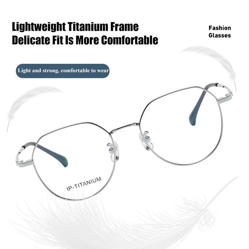 Kacamata Titanium Kaca Mata Poligonal Kaca Mata Pinggir Tebal Untuk Wanita Pria