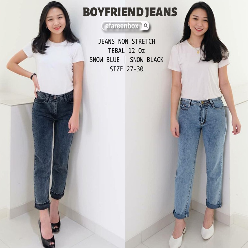 AFAREEN - Boyfriend Celana Jeans Highwaist Plain