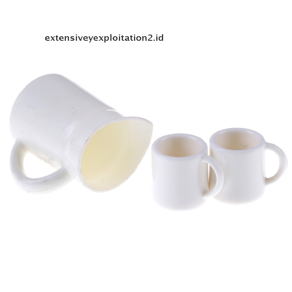 Mainan Miniatur Cangkir + Teko Teh / Kopi Skala 1: 12 Bahan Plastik Untuk Aksesoris Rumah Boneka