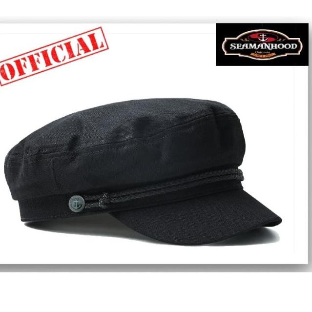 Fiddler Cap/ Topi Pelaut/ Topi Sailor/ Topi kapten Black/Grey Polos - 56cm