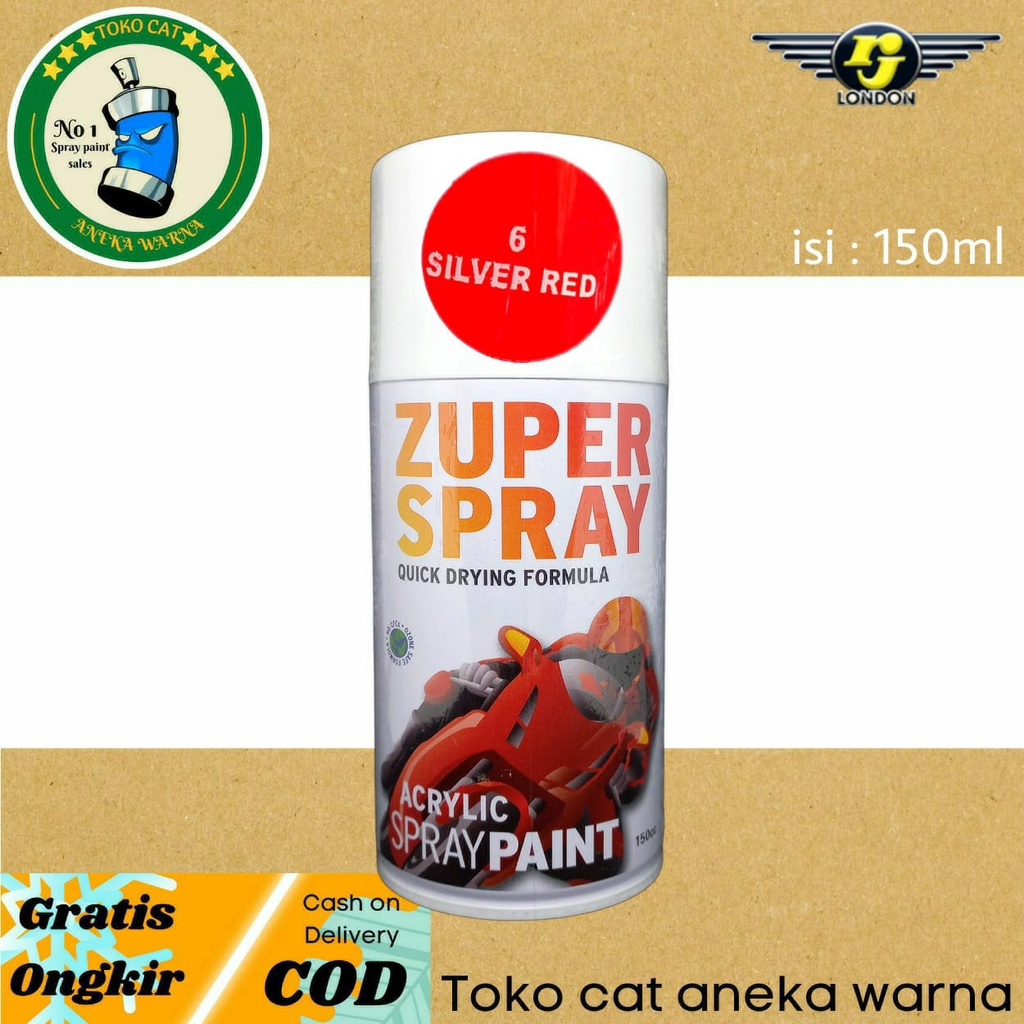 cat semprot 150cc silver red merah zuper spray produk dari rj london spray paint pilok pilox