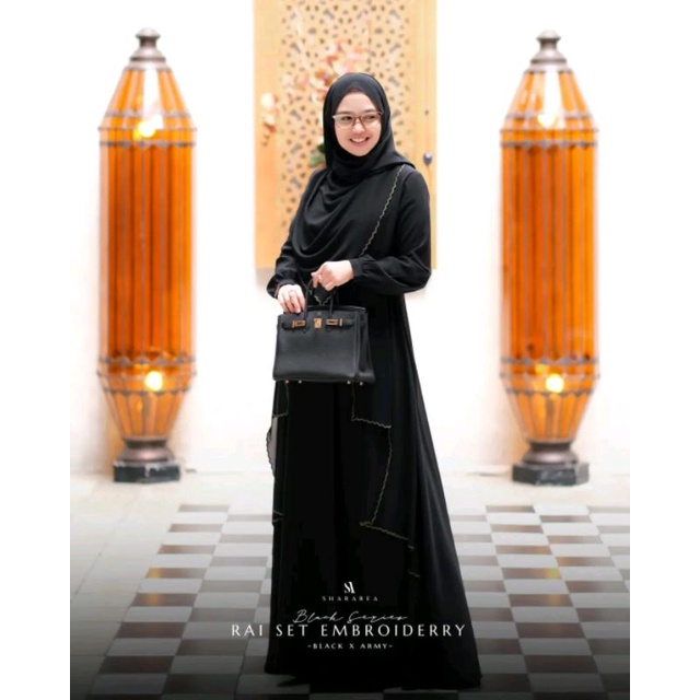 Gamis "Black Series" Rai Dres set Embroiderry ( Long dres + Khimar ) Original by shArarea