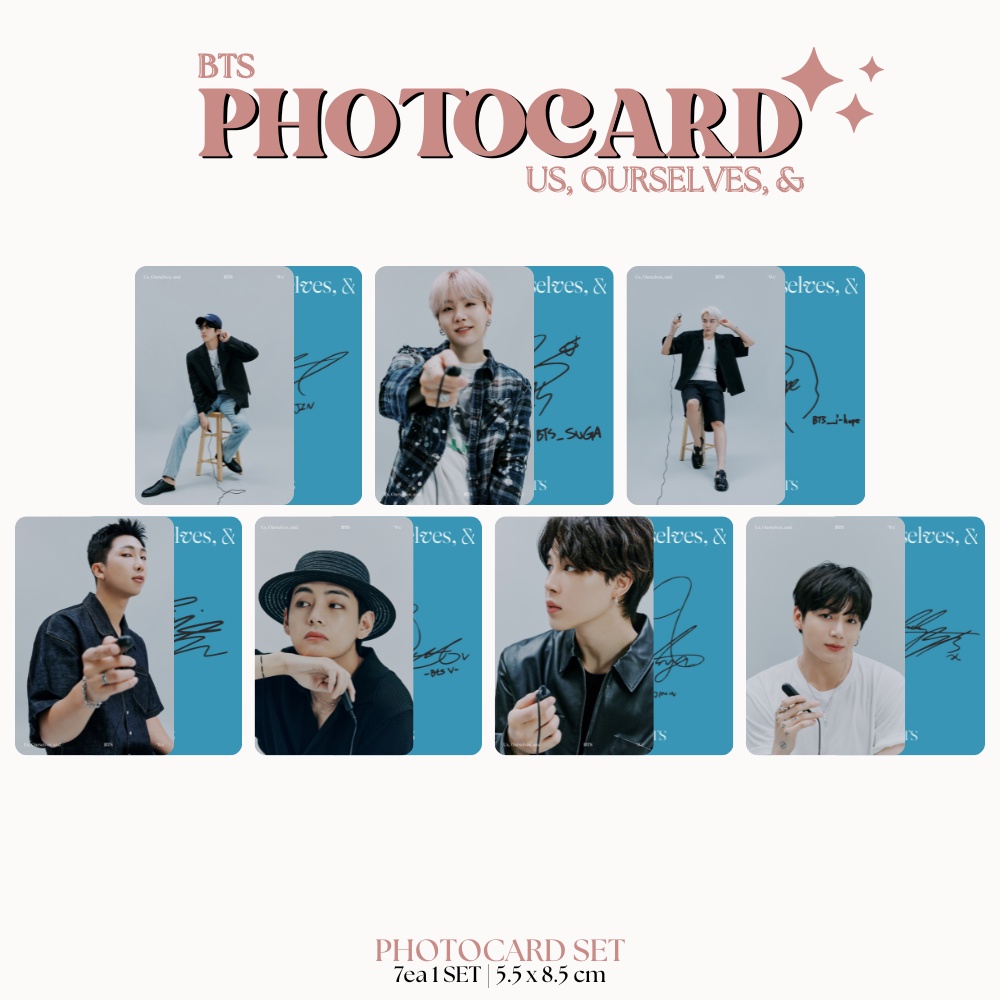 PHOTOCARD BTS US OURSELVE AND BTS WE 2SISI (ISI 8 PCS + LAMINASI 2 SISI) TANDA TANGAN TTD KPOP IDOL KOREA PREMIUM MURAH UNOFFICIAL RM JIN SUGA JHOPE JIMIN V JUNGKOOK READY STOCK !