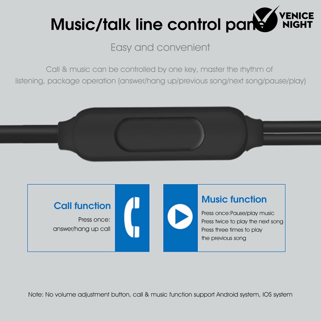 (VNEP) (Berkabel) S8 In-ear Earphone dengan Mikrofon Mega Bass Line Control High Fidelity Sound Earbud untuk Ponsel