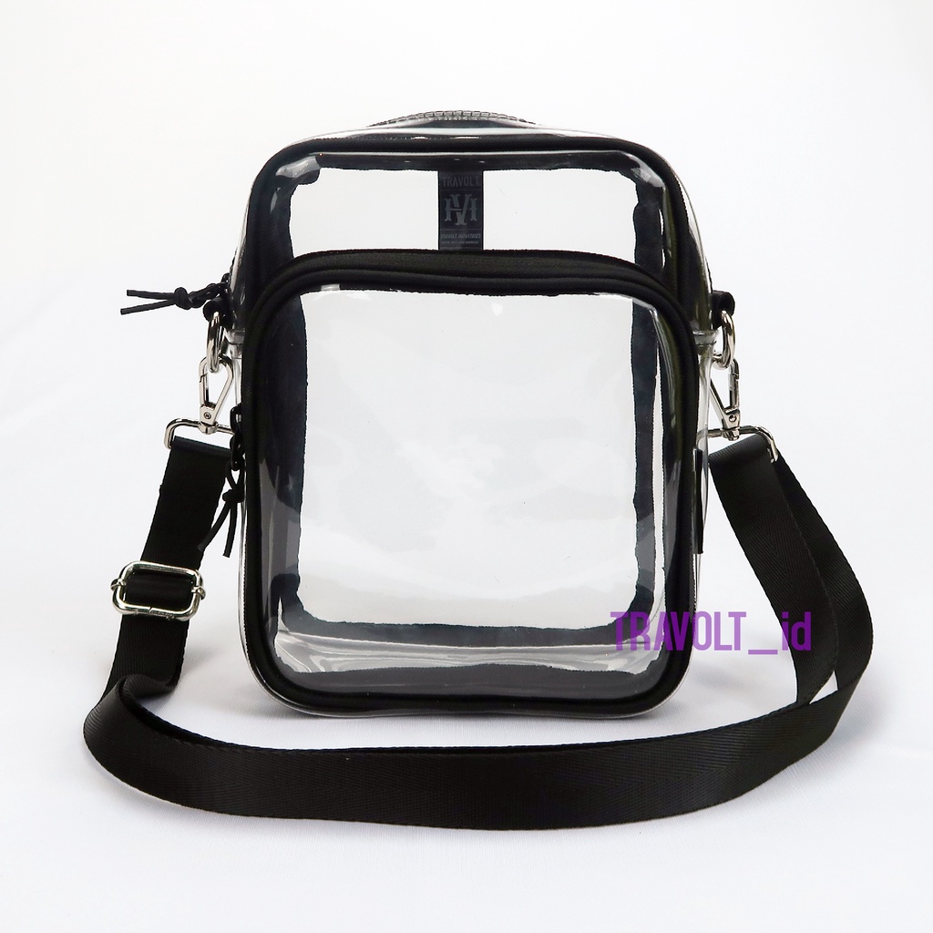Tas Selempang Transparan Resleting -Travolt - Sling bag pouch - Tas PVC Mika tebal - Tas Konser KPOP - Glade