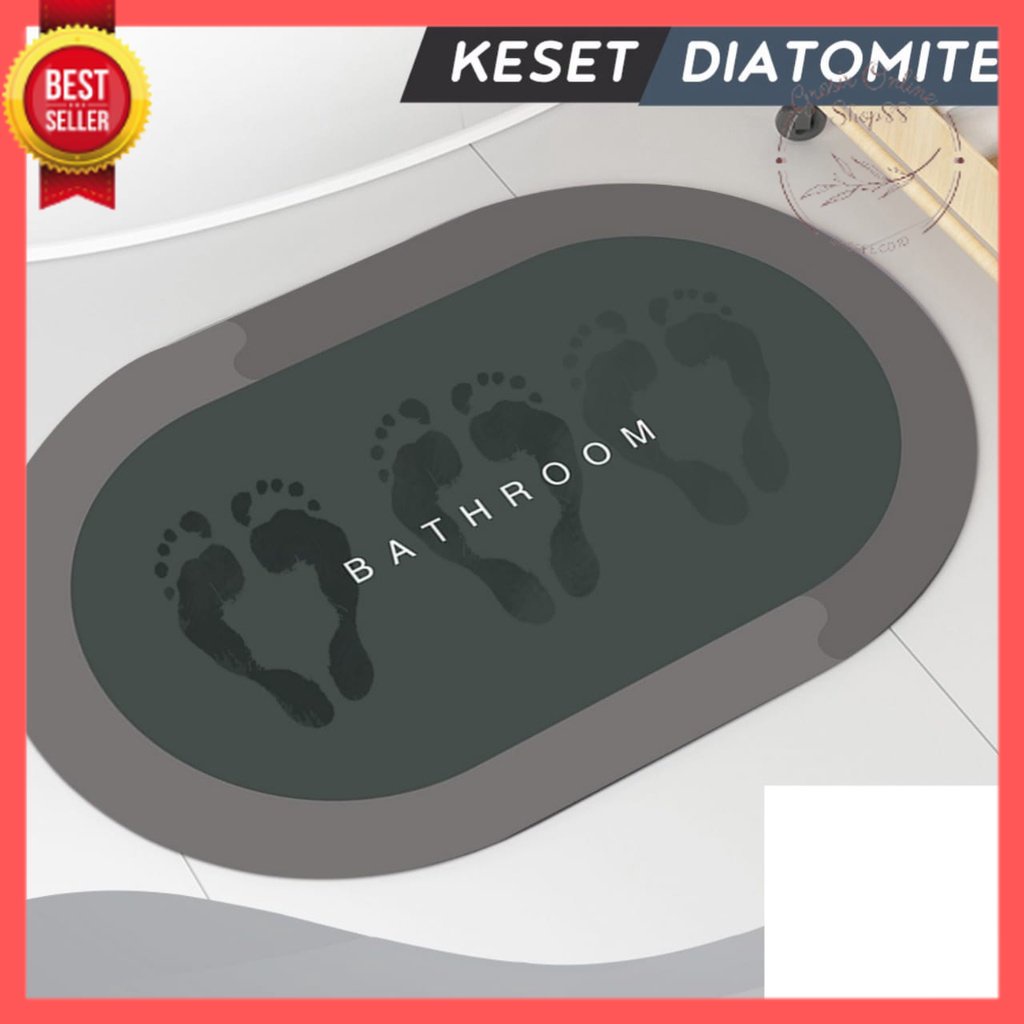 GOS - D108-   Keset DIATOMITE Bundar / Keset Batu Kamar Mandi - Keset Kaki Anti Bau Nyerap Air Anti Bakteri