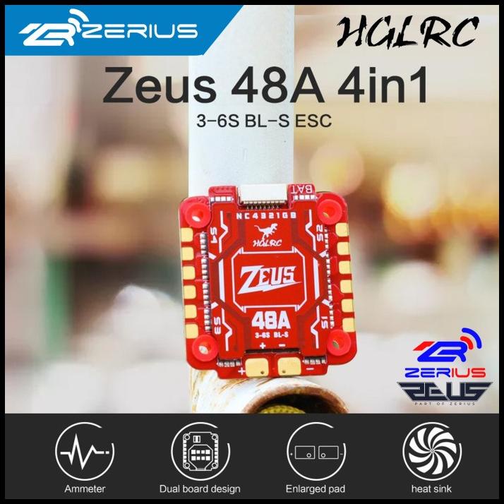 Promo Hglrc Zeus 48A 4In1 Esc 3-6S Blheli_S With Heatsink