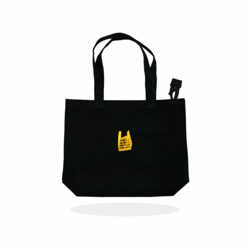 Totebag Kanvas Hitam Resleting - Plastic Recycle