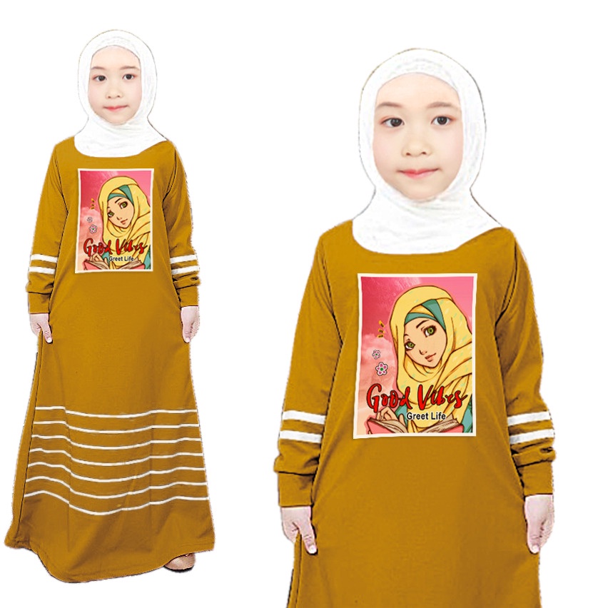 RILLO - Gamis Dress Anak Good Vibes Usia 3-12 tahun