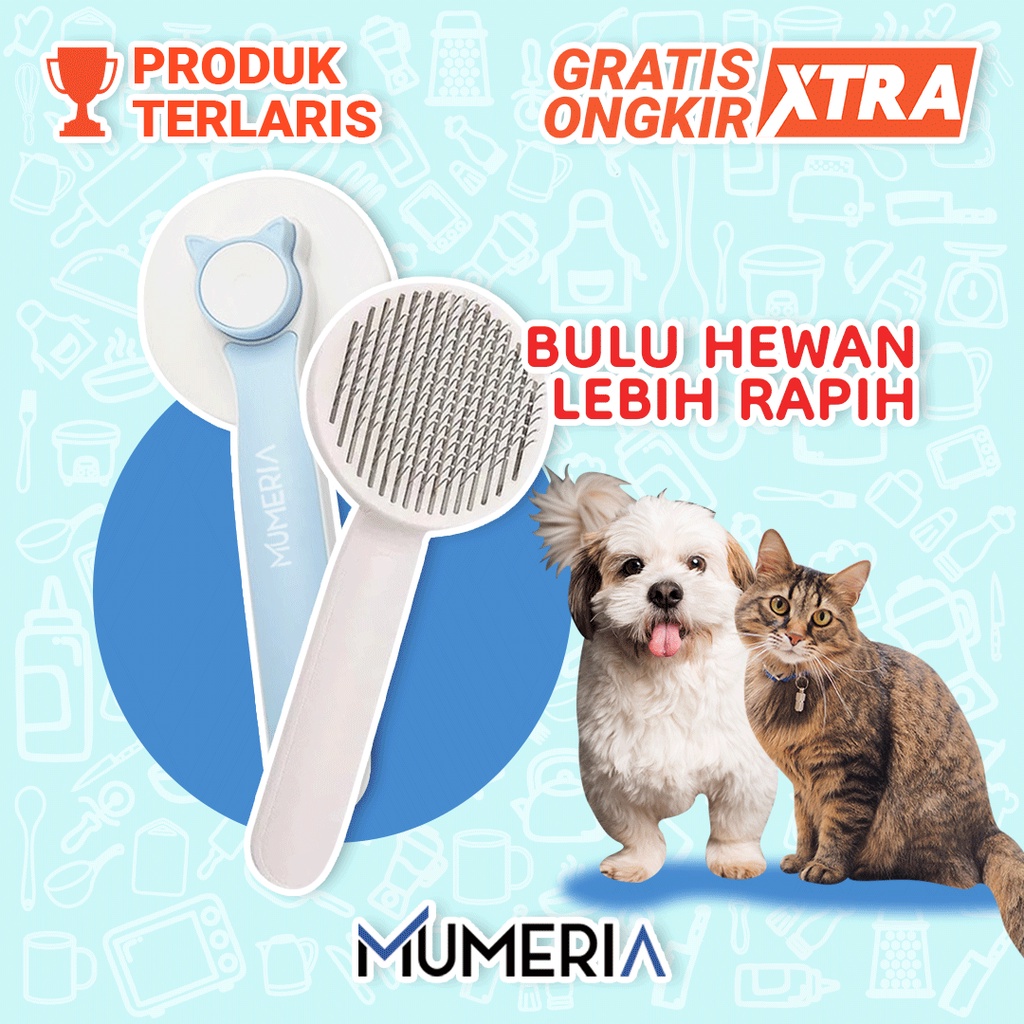 Pet Sheeding Brush Sisir Grooming Comb Sikat Bulu Hewan Peliharaan Anjing Kucing Tombol Pembersih Self Quick Cleaning Press Button Murah Bagus