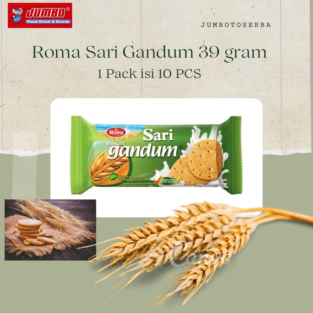 

Roma sari gandum Biskuit 39 gram 1 Pack isi 10 PCS