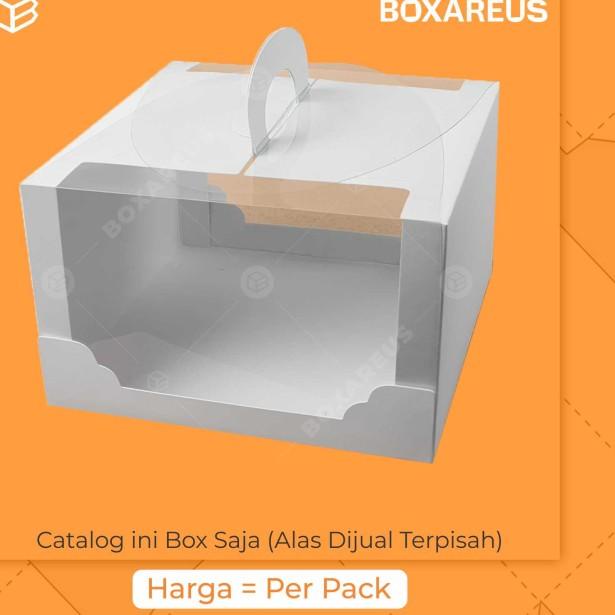 

Box Mika Kotak Kue Cake Packaging Transparan Dus Handle | 42012 White