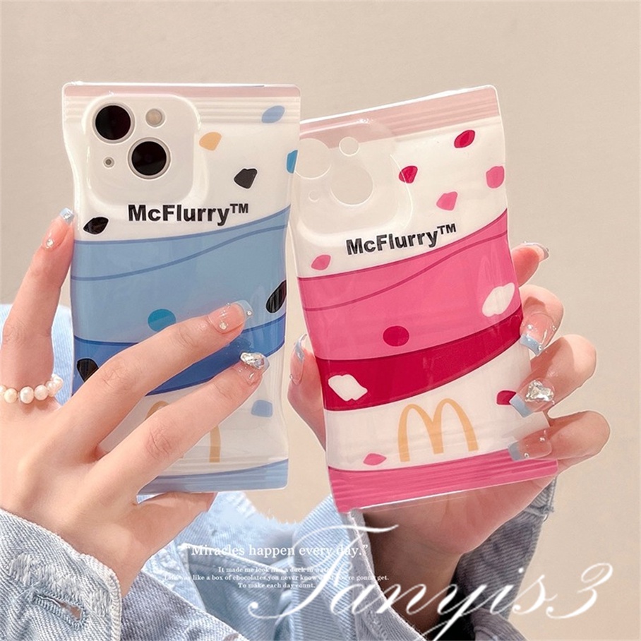 Compatible For iPhone 14 13 12 11 Pro Max X XR Xs Max 8 7 Plus SE 2020 Soft Case Desain Mc Flurry Pink Biru Untuk