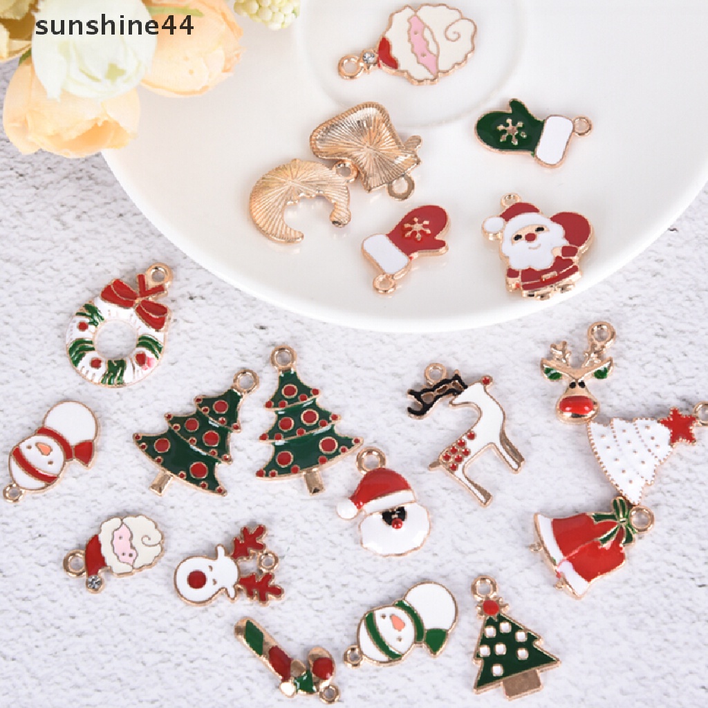 Sunshine 20Pcs / Set Liontin Alloy Enamel Bentuk Campur Untuk DIY Craft / Perhiasan