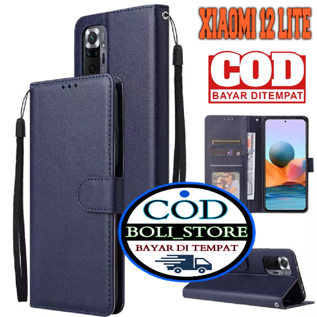 CASE HP XIAOMI 12 LITE PREMIUM-FLIP WALLET CASE KULIT - CASING DOMPET-FLIP