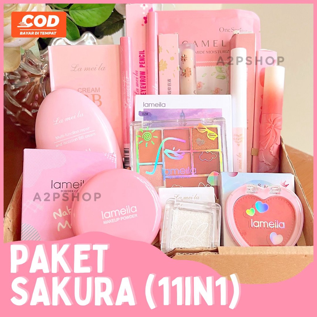 paket set Sakura 11in1 Hampers Make Up Lameila Cewek Jepang Hadiah Valentine Pacar Graduation Ulang 