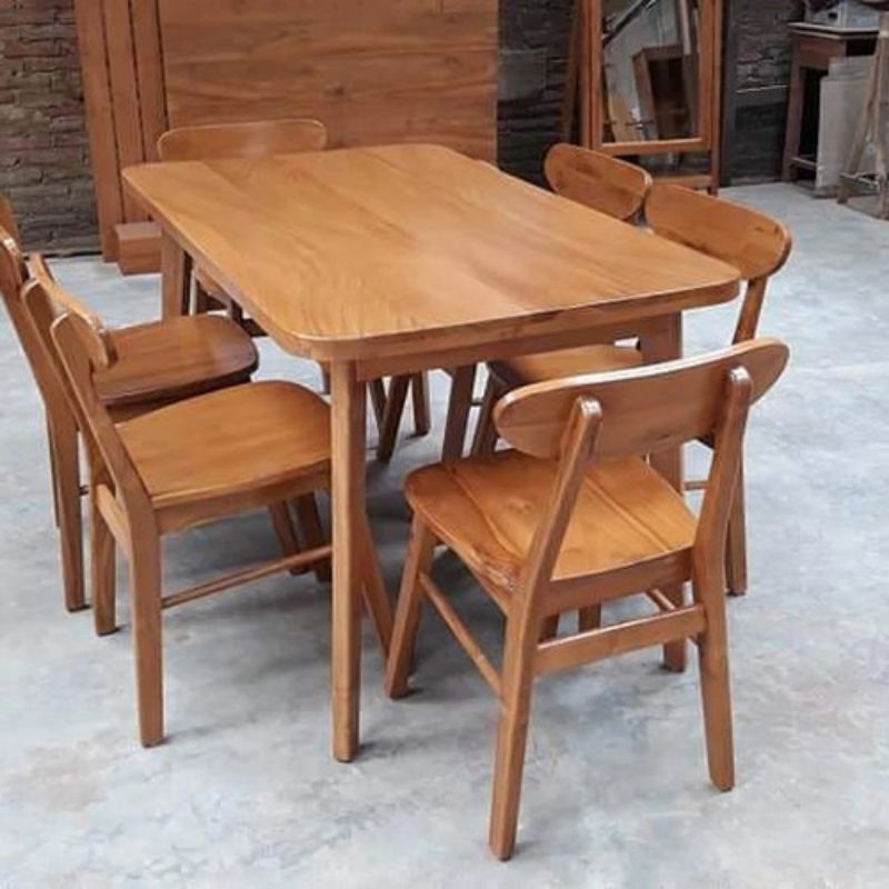 meja makan ropan kursi 6 jati tua