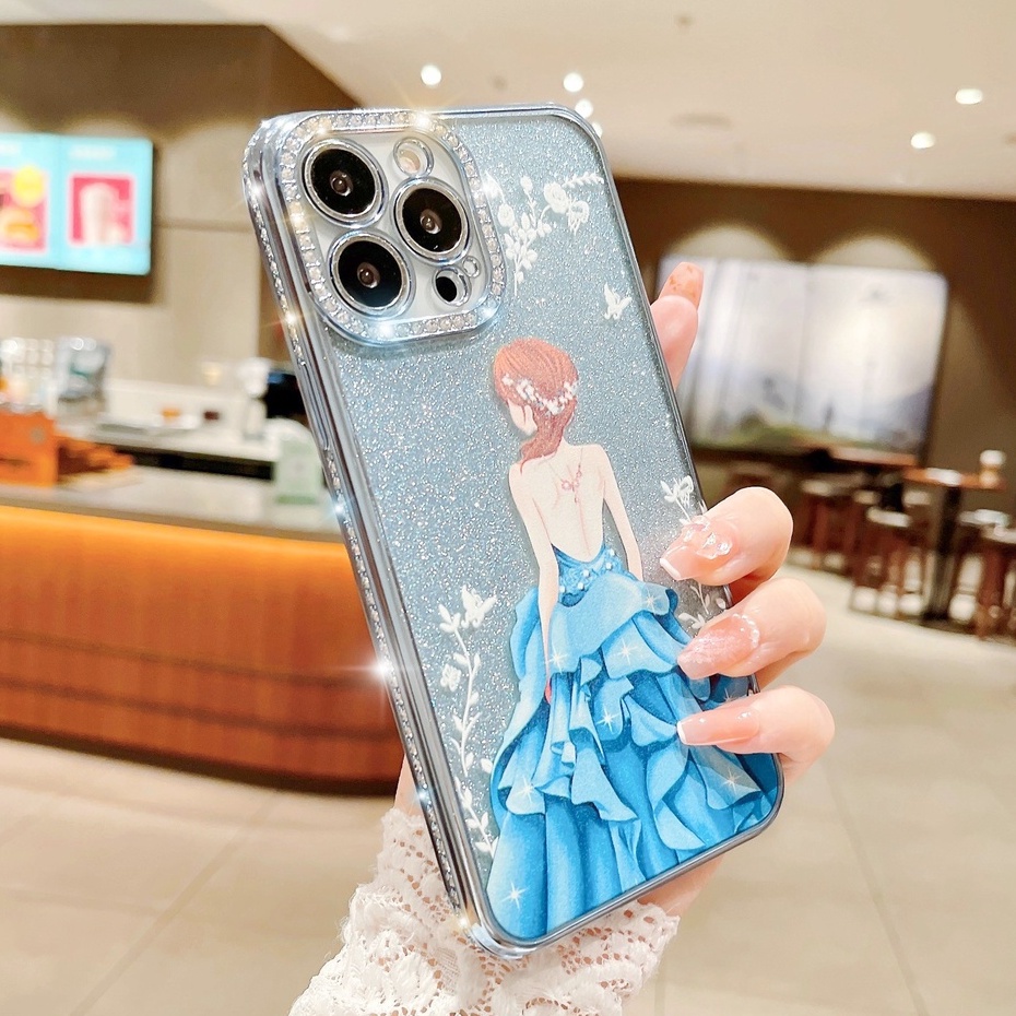 Case Desain Dewi Aksen Berlian Untuk Iphone 14 13 12 11Pro max X Xr Xs max 8 7Plus 14 pro max