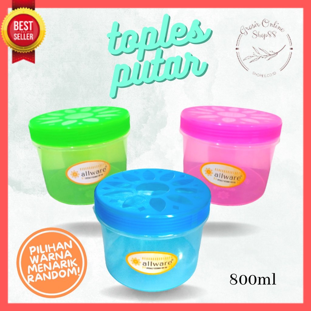 GOS - B315 - Toples Putar 800ml - Toples Kue - Toples Plastik Penyimpanan Makanan - Toples Plastik 800ml