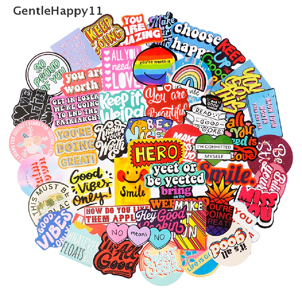 GentleHappy 50Pcs Motivational Phrases Sticker Inspirational Quotes Sticker Graffiti Sticker id