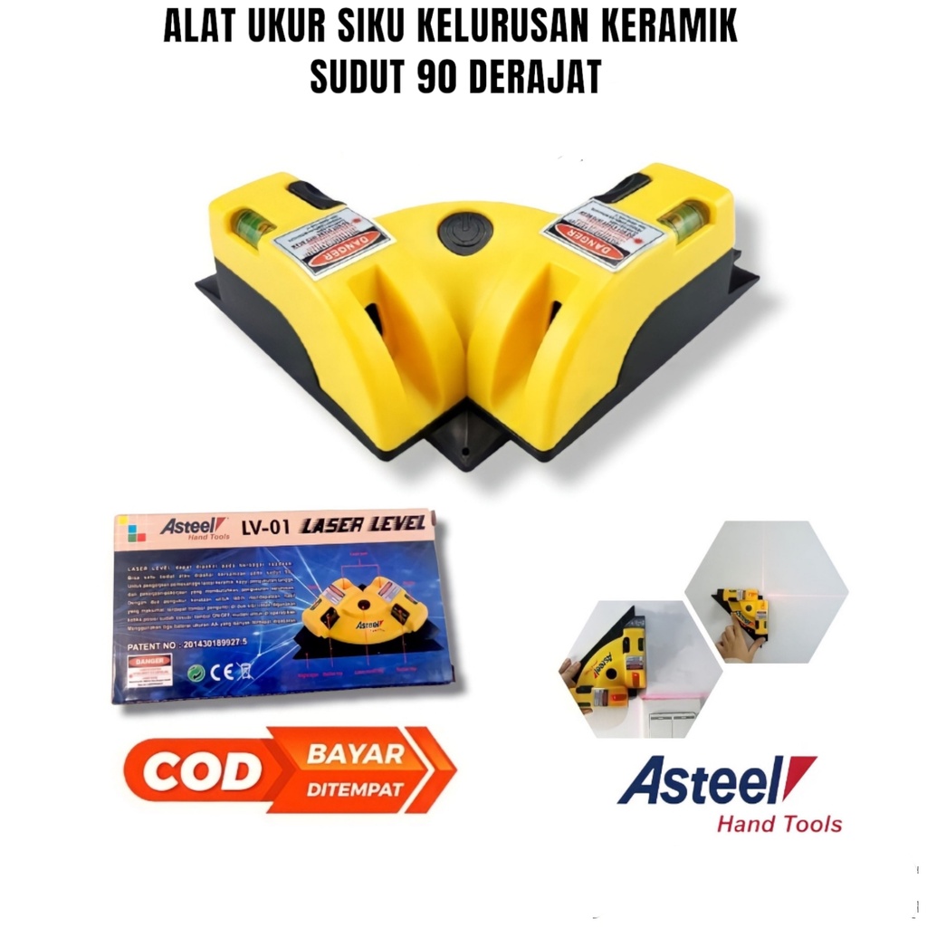 ASTEEL PROMO Laser Level Line LV-01 Square Laser Alat Ukur Siku Kelurusan Lantai Permukaan Sudut 90 Derajat Keramik Granit