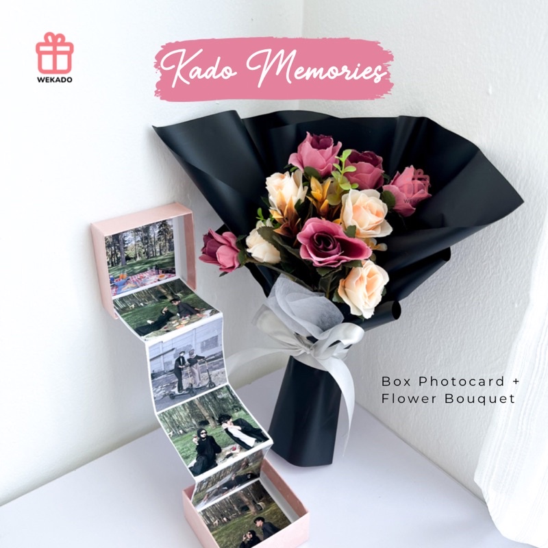 𝐖𝐄𝐊𝐀𝐃𝐎 - Kado Memories Ulang Tahun | Pop-Up Photo Box (Memory Box) | Bucket Bunga Medium