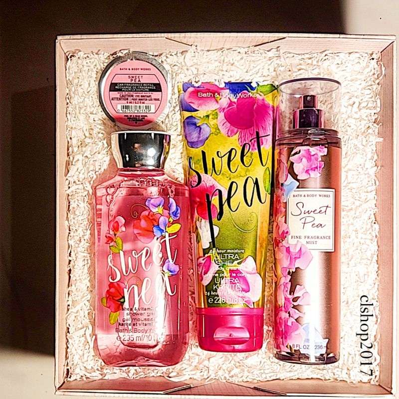 BBW SWEET PEA GIFT SET PAKET BATH &amp; BODY WORKS