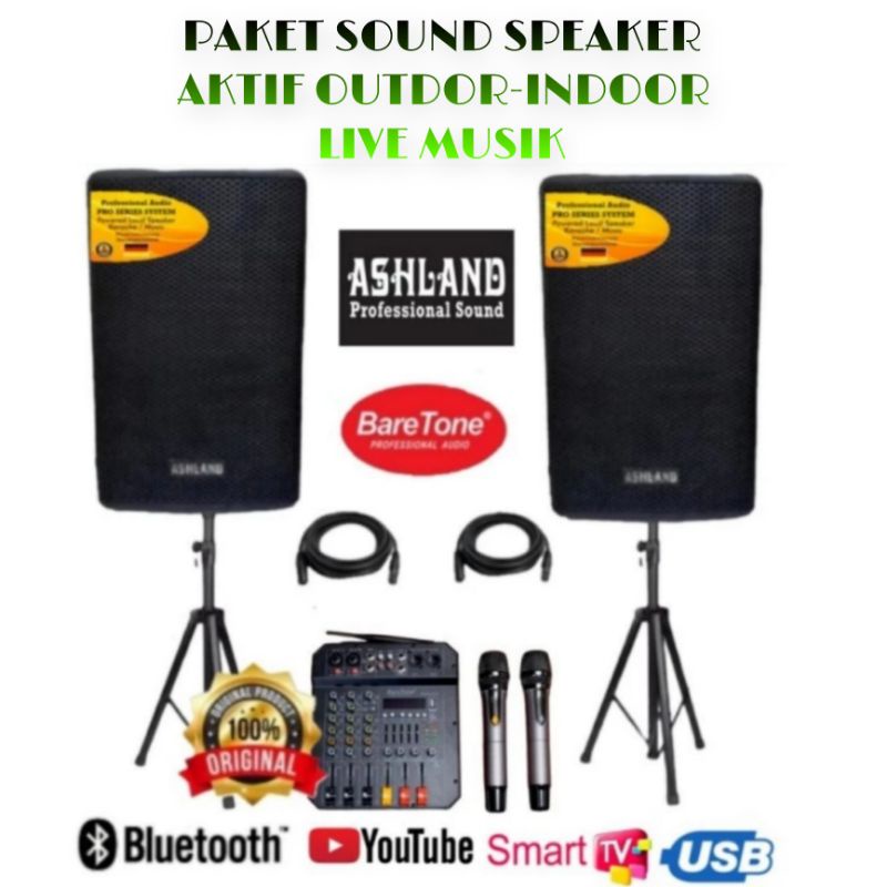 Jual Paket Soundsystem Outdor Indoor Speaker Baretone Ashland In Mixer Sonora Mic Live Musik