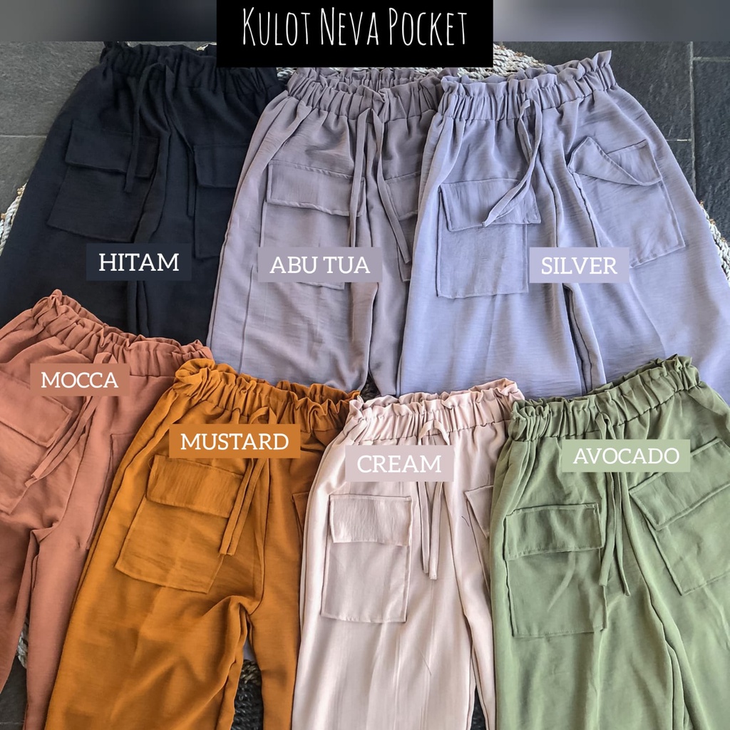 Celana Kulot Highwaits Crinkle Neva Pocket / Crinkle Airflow Saku Depan
