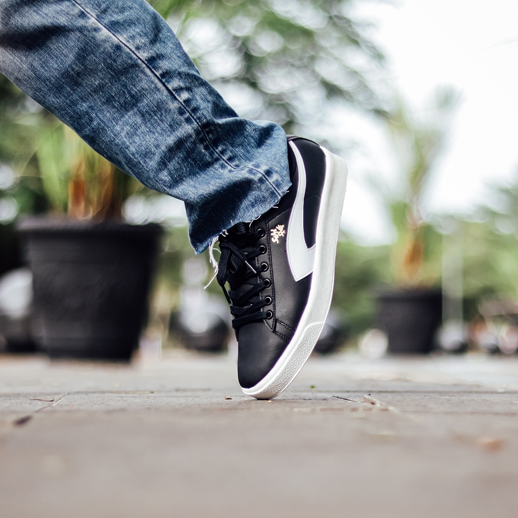 Sepatu Contrust Superskate Basic Hitam Putih Kulit sintetis Sepatu Sneakers Casual Pria Wanita | Sep