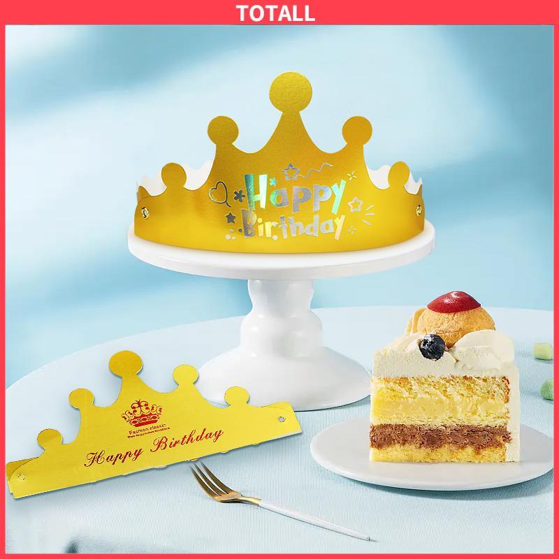 COD Topi ulang tahun yang dapat disesuaikan  ulang tahun dewasa anak-anak berbentuk kue  topi lipat mahkota pesta-Totall