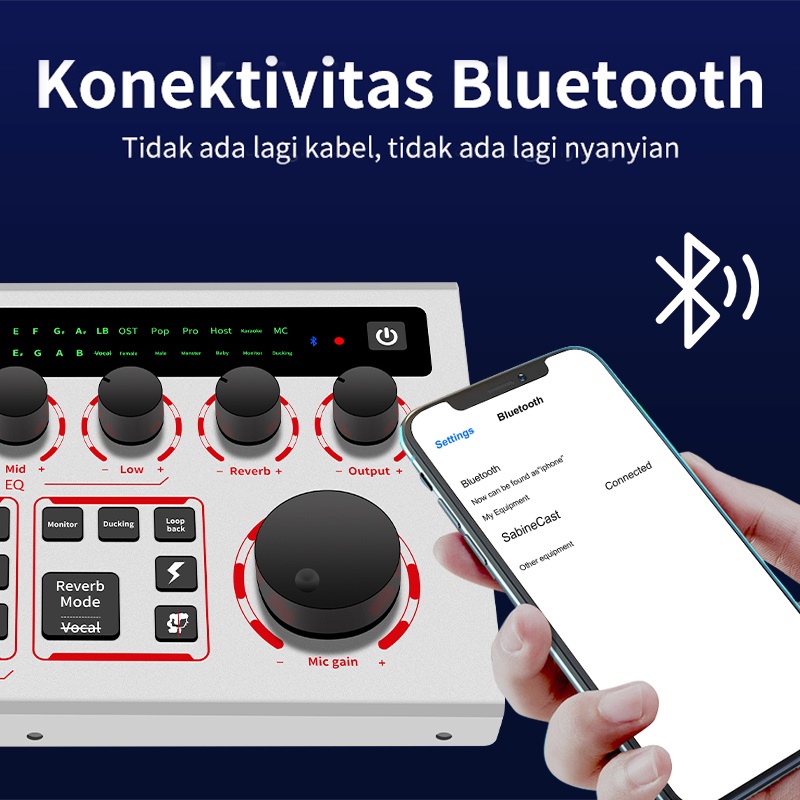 X60 SoundCard  Sound Card   Bluetooth compatible External Wireless DJ Mixer Pengurangan Kebisingan untuk Streaming Langsung Alat Peralatan