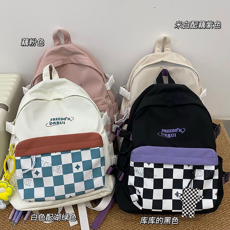 tas ransel motif kotak kotak backpack korean style tas kotak kotak tas sekolah wanita korea school bag gosh monster Sera Manis Keren Tas Sekolah Gadis Gadis Ransel Siswa Sekolah Menengah Jepang Sederhana Liar Kotak-kotak Siswa SMA Korea Rasa Tinggi