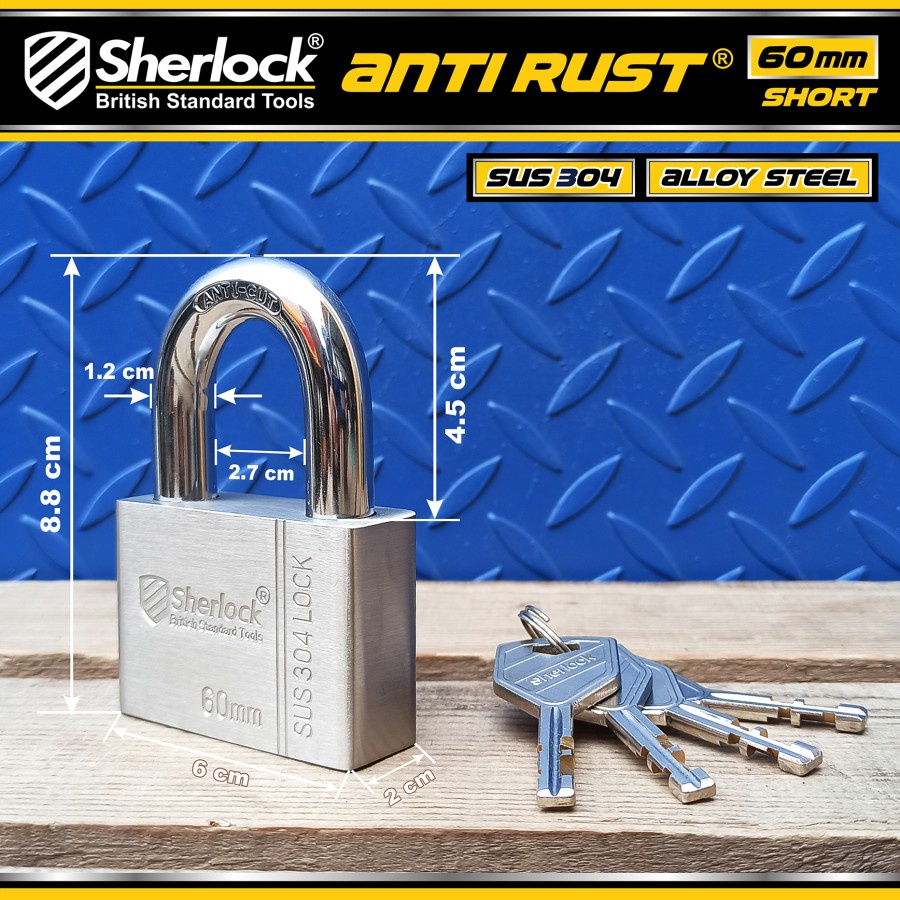 GEMBOK STAINLESS 304 ANTI RUST 60MM PDK SHERLOCK - GEMBOK ANTI KARAT