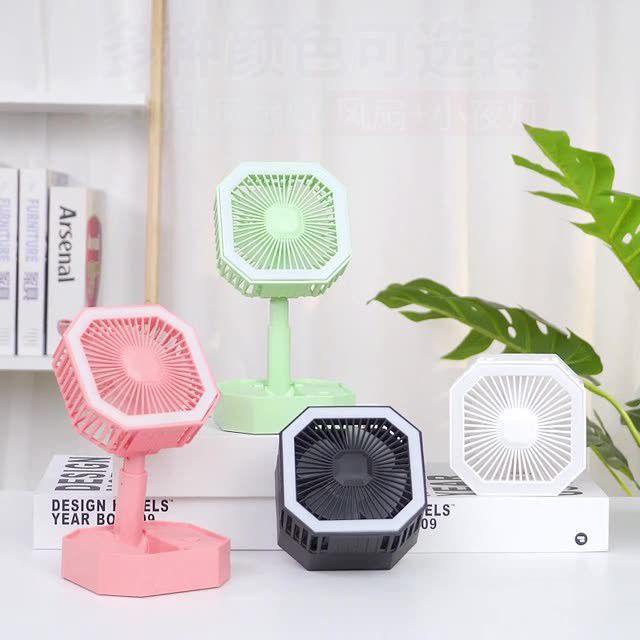 Kipas Angin Mini Lampu/Lipat  LED Recharge USB Standing Fan Portable