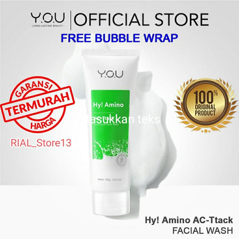 YOU Hy! Amino AC-Ttack Anti Acne Facial Wash Sabun Cuci Muka Acnes Facial Wash Bekas Jerawat