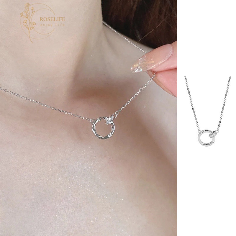 Kalung Choker Liontin Cincin Ganda Aksen Kristal Zirkon Kilau Untuk Hadiah Valentine