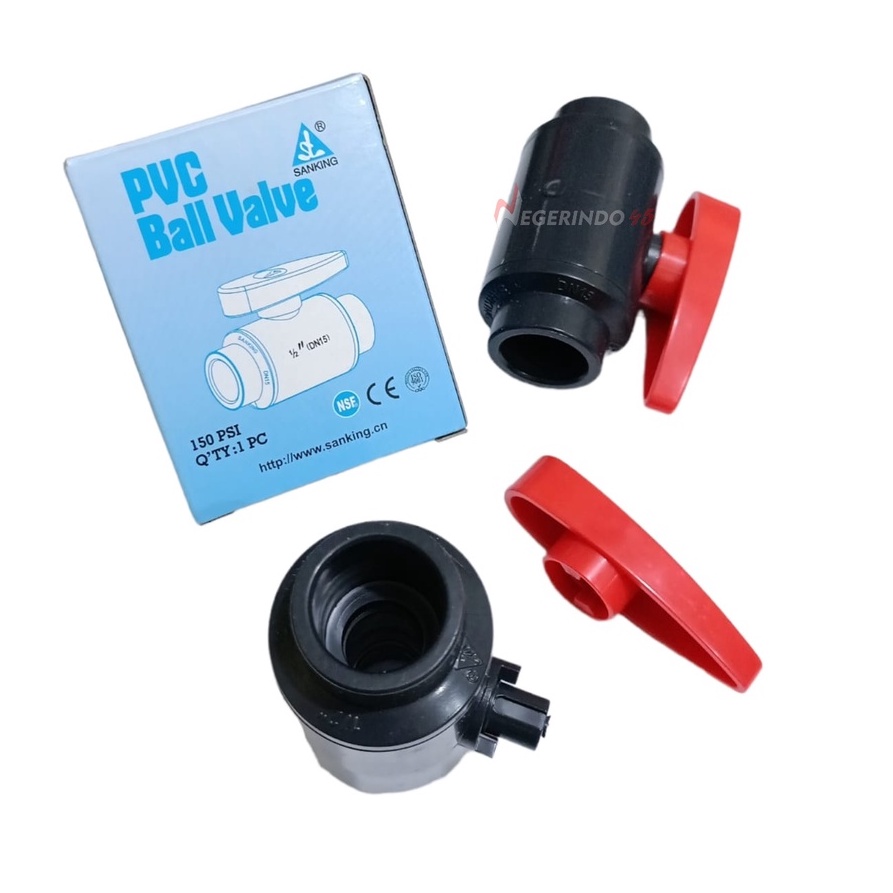 STOP KRAN PVC NON DRAT / BALL VALVE PVC POLOS SANKING 1/2&quot; 3/4&quot; 1&quot;/ BALL VALVE PVC KRAN AIR INDUSTRI